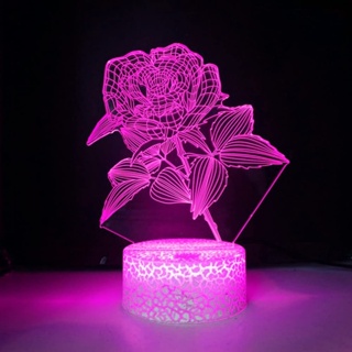 Nighdn โคมไฟตั้งโต๊ะ รูปดอกกุหลาบ 3D เปลี่ยนสีได้ 7 สี สําหรับตกแต่งห้องนอน วันวาเลนไทน์ ของขวัญให้เพื่อนสาว