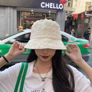 หมวกชาวประมง แบบจับจีบ แฟชั่นเรียบง่าย สไตล์เกาหลี