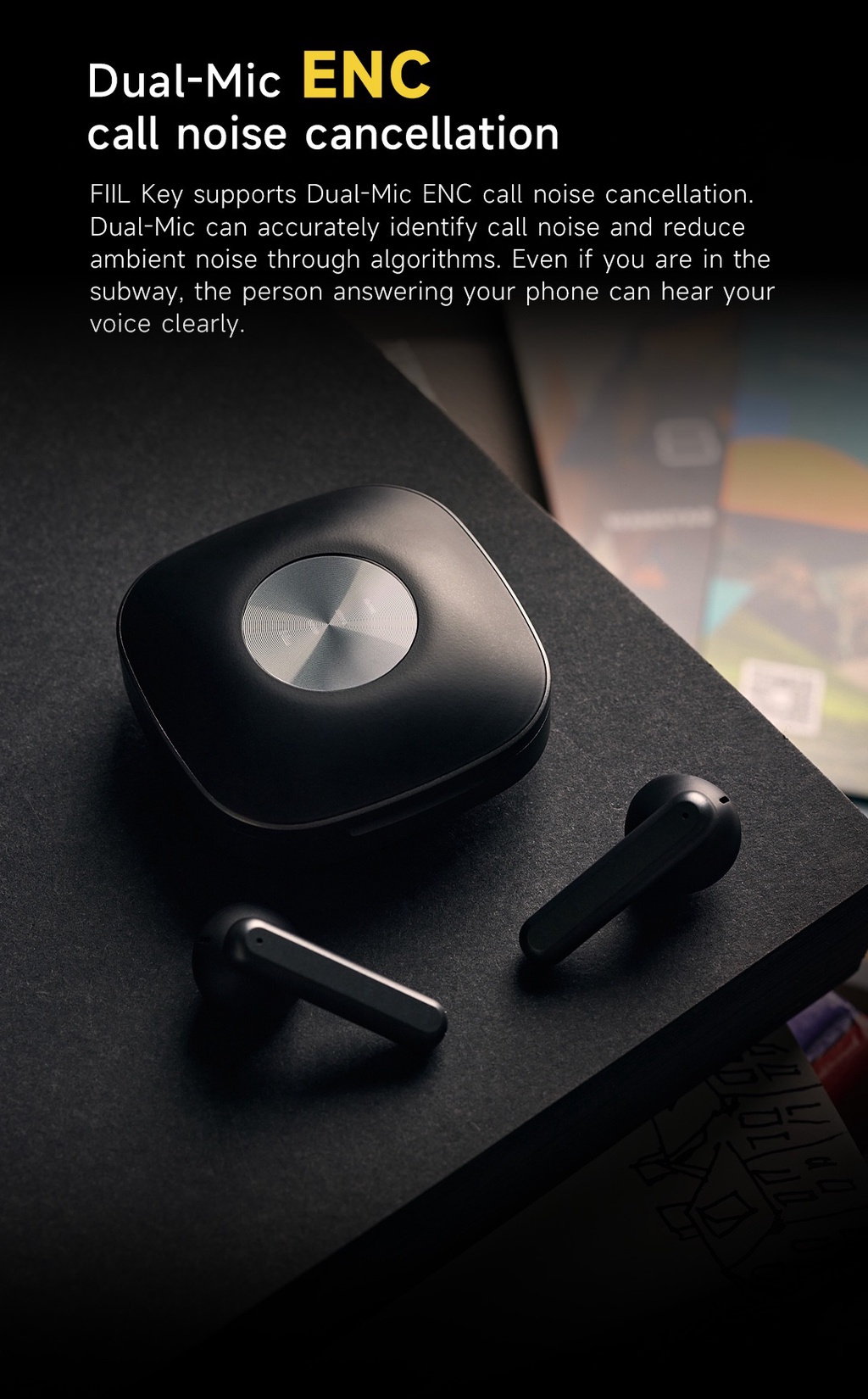 FIIL Key Bluetooth 5.3 Wireless Headphones TWS Dual-Mic ENC Earbuds Low ...