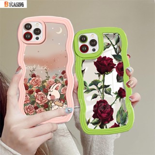 เคสโทรศัพท์มือถือนิ่ม ลายภาพวาดสีน้ํามัน รูปกระต่าย ดอกกุหลาบ สําหรับ Samsung A04e A04s A04 A03s A14 A13 A03 A23 A22 A12 A32 A31 A02s A21s A10S A20 A52 A30s A51 A71 A53 M32