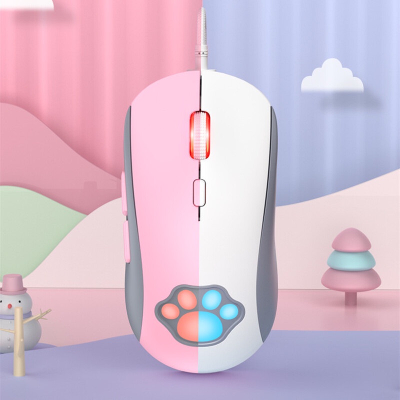 onikuma-cw918-เมาส์เกมมิ่งมีสาย-เสียงเงียบ-มีไฟ-rgb-น่ารัก-สําหรับออฟฟิศ