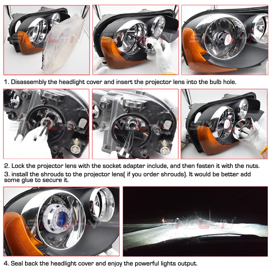 Projector Bi-LED โปรเจคเตอร์ ขนาด 1.8 2.0 นิ้ว RHD 12v 6000K กับ ไฟวง ...