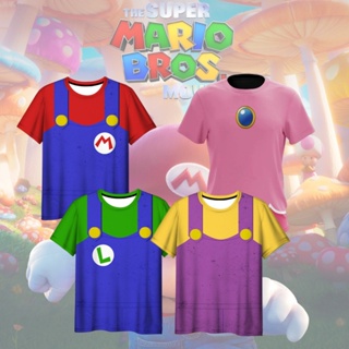 Unsex The Super Mario Bros. เสื้อยืดแขนสั้น คอกลม พิมพ์ลายภาพยนตร์ Luigi 3 มิติ พร้อมหมวก สําหรับผู้ใหญ่ และเด็ก