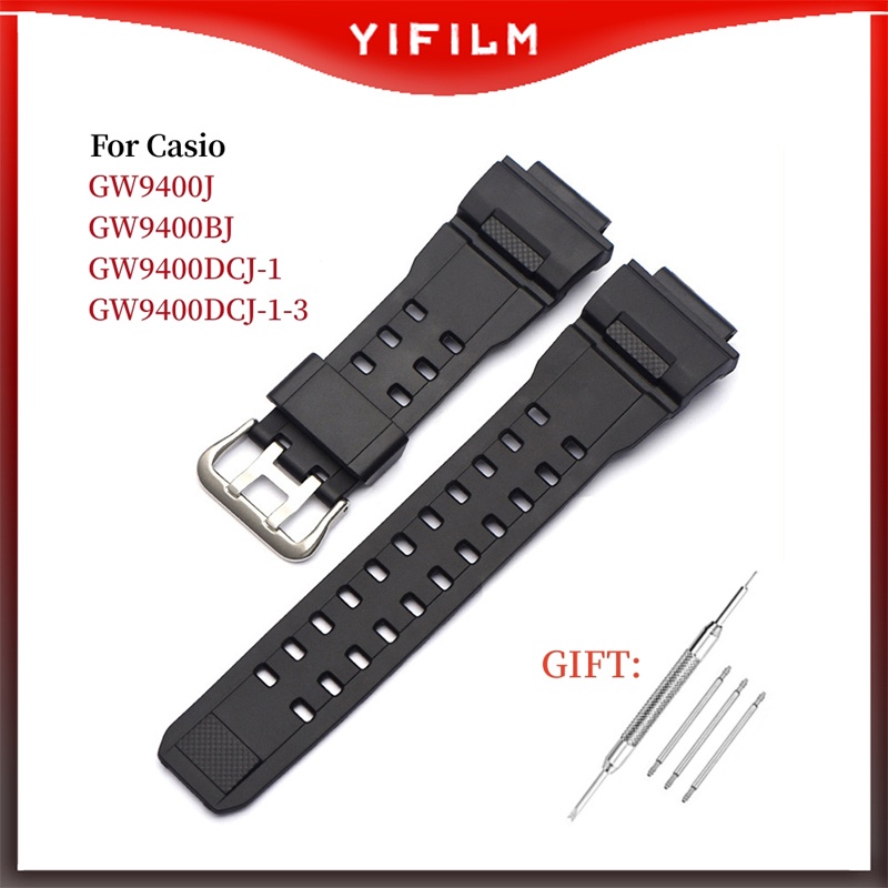 yifilm-สายนาฬิกาข้อมือยางซิลิโคน-กันน้ํา-สีดํา-แบบเปลี่ยน-สําหรับ-casio-g-shock-gw9400-gw-9400