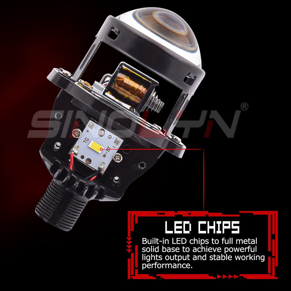 Projector Bi-LED โปรเจคเตอร์ ขนาด 1.8 2.0 นิ้ว RHD 12v 6000K กับ ไฟวง ...