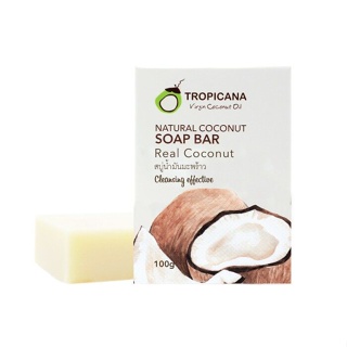 Tropicana Coconut Bar Soap | ทรอปิคานา สบู่ก้อนน้ำมันมะพร้าว เพื่อผิวเนียนนุ่ม ชุ่มชื้น กลิ่น REAL COCONUT | Non Paraben