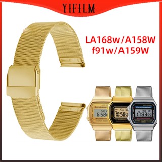 Yifilm Milanese สายนาฬิกาข้อมือ สเตนเลส โลหะ สําหรับ Casio A159 A158W A168 f91w B640 650 A500