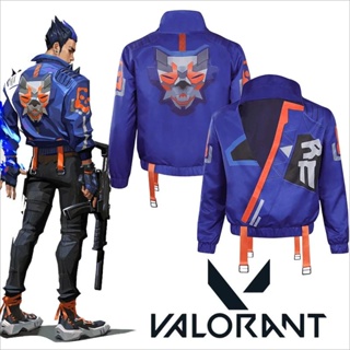 เสื้อแจ็กเก็ตคอสเพลย์ Yoru Valorant Yoru สีฟ้า สําหรับผู้ใหญ่ เหมาะกับงานปาร์ตี้ฮาโลวีน