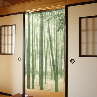 ผ้าม่านประตูไม้ไผ่ แบบหนา ลาย Noren Chikurin ขนาด 175x85 ซม. สไตล์ญี่ปุ่น