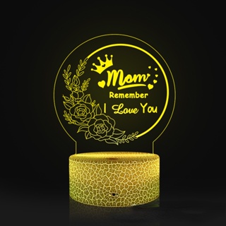 โคมไฟกลางคืน Led รูป I Love You Mom 3D 16 สี พร้อมรีโมตคอนโทรล สําหรับตกแต่งห้องนอนแม่