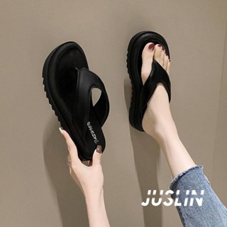 JUSLIN รองเท้าแตะ รองเท้าแตะผู้หญิง ส้นแบน ใส่สบาย สไตล์เกาหลี รองเท้าแฟชั่น 2023 ใหม่ 072014
