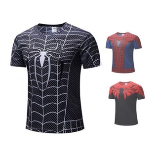 พร้อมส่ง! เสื้อยืด พิมพ์ลาย Superhero Spiderman 3 มิติ แบบแห้งเร็ว สําหรับผู้ชาย ใส่เล่นกีฬา เข้ายิม เพาะกาย