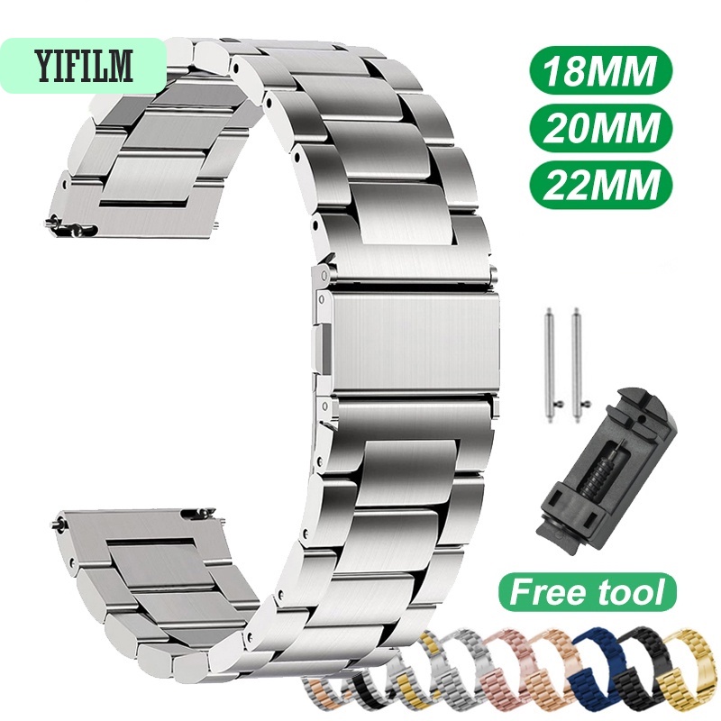 yifilm-สายนาฬิกาข้อมือสเตนเลส-โลหะ-สําหรับ-samsung-huawei-fossil-18-มม-20-มม-22-มม