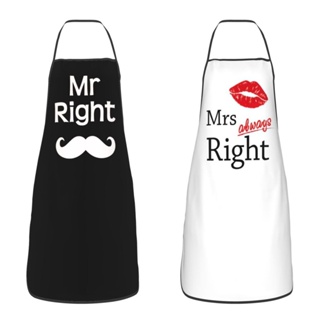 ผ้ากันเปื้อน ลาย Mr Right Mrs Always Right Bib สําหรับเชฟ เหมาะกับทุกเพศ ทุกวัย