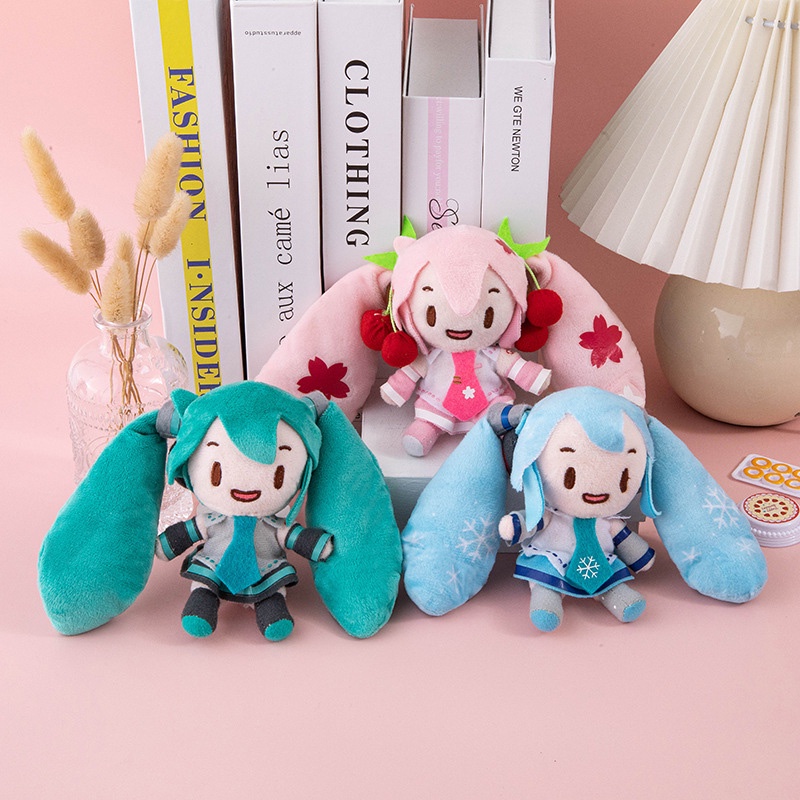 พวงกุญแจ-จี้ตุ๊กตาหิมะ-miku-ประดับโบว์-ผีเสื้อ-สีชมพู