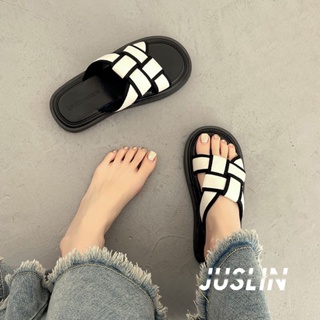 JUSLIN รองเท้าแตะ รองเท้าแตะผู้หญิง ส้นแบน ใส่สบาย สไตล์เกาหลี รองเท้าแฟชั่น 2023 ใหม่ 071415