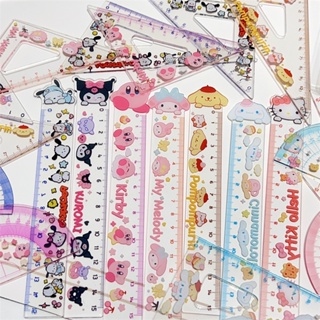 ชุดไม้บรรทัด แบบหนา ลายการ์ตูน Sanrio Series Kuromi Cinnamon Dog Melody น่ารัก สําหรับนักเรียน สี่ชิ้น