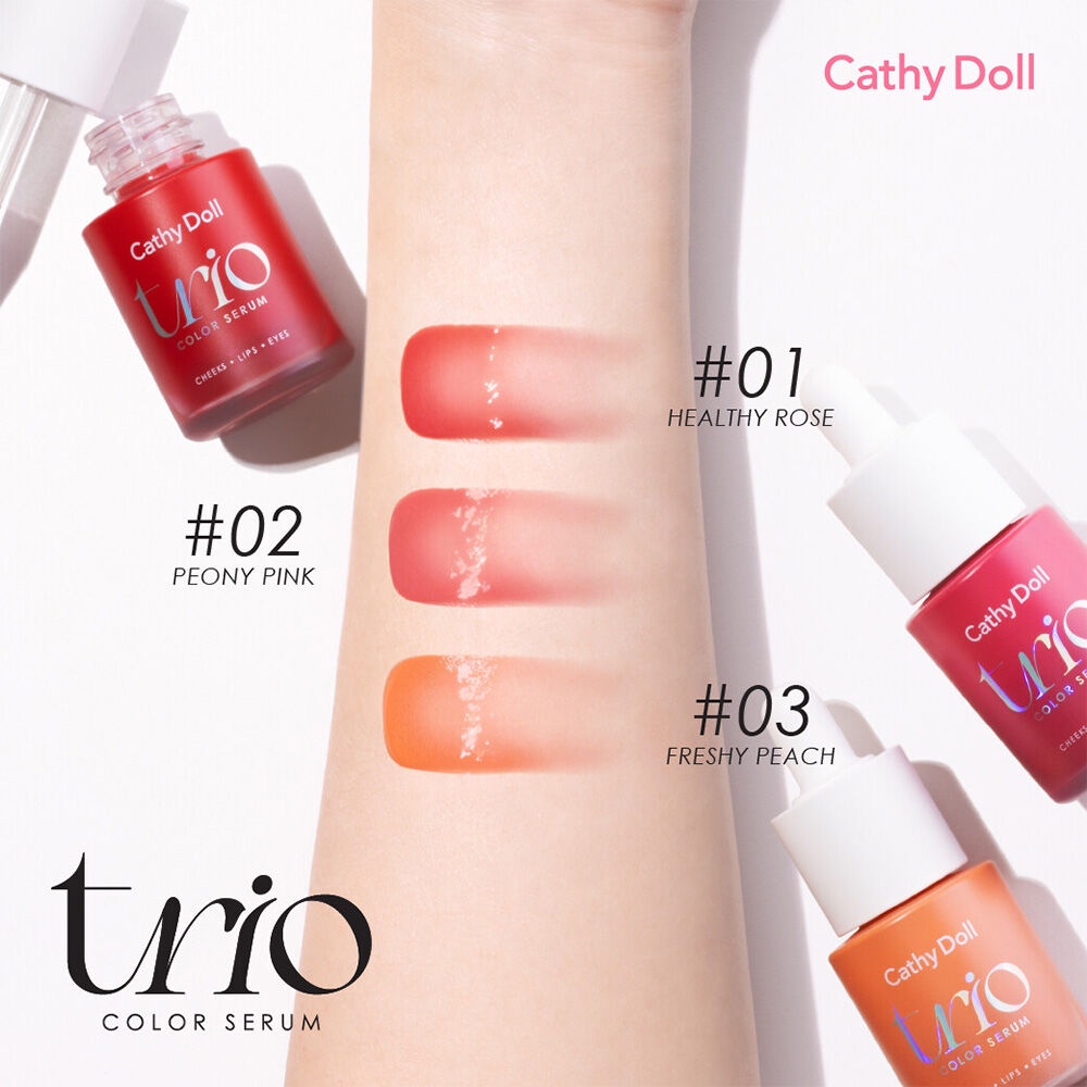 Cathy Doll Trio Color Serum 15ml เคที่ ดอลล์ ผลิตภัณฑ์ตกแต่งตา แก้ม และ ...