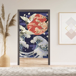 ผ้าม่านประตู หน้าต่าง ลายคลื่นญี่ปุ่น Noren สไตล์ญี่ปุ่น สําหรับห้องครัว หน้าต่าง