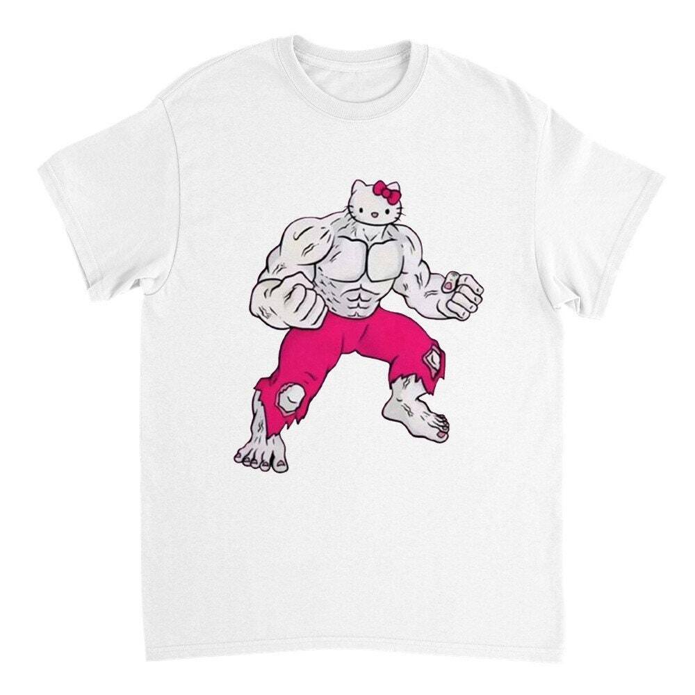 เสื้อยืด คอกลม พิมพ์ลาย Hello Kitty Buff Bodybuilder เหมาะกับใส่ ...