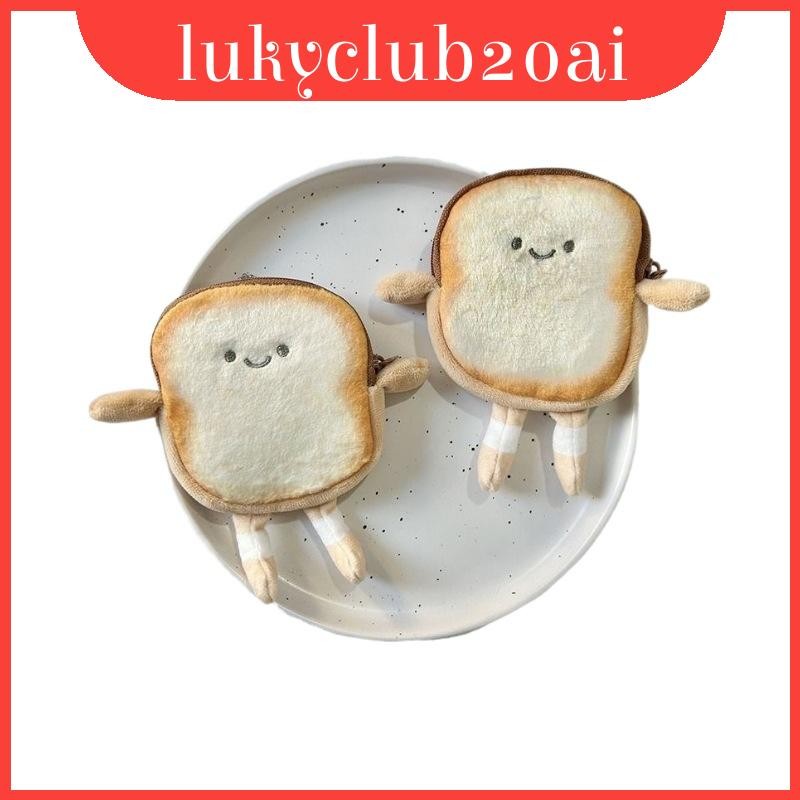 Plush Toast Oatmeal Bag Wallet Cute Bread Slice Coin Purse ออกแบบทนทาน ...