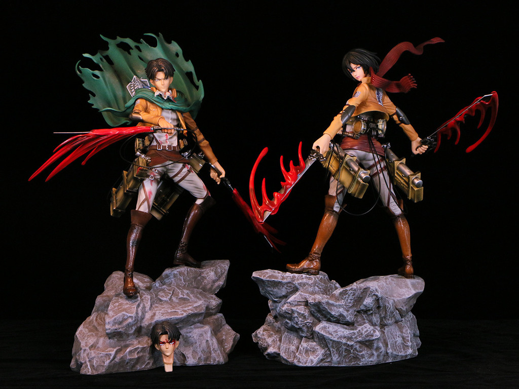 Attack on titan figure รุ่นความเสียหายจากการต่อสู้ของ Liangchen Mikasa ...