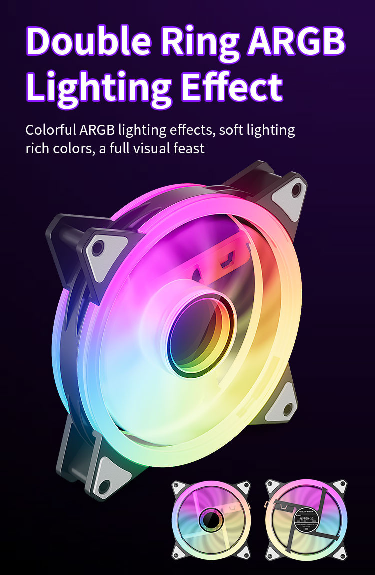 TEUCER GH-12 PC พัดลม 120 มม. ARGB พัดลมชุด Double Halo Infinite Space ...
