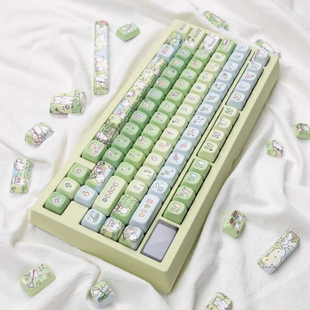 สีเขียวกระต่าย Keycaps 133/141 คีย์ FOA โปรไฟล์ PBT Dye Sublimation ...