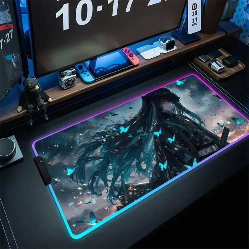 Muichiro Tokito เมาส์ Anti-slip ขยาย Pad Gamer RGB Luminous เสื่อโต๊ะ ...