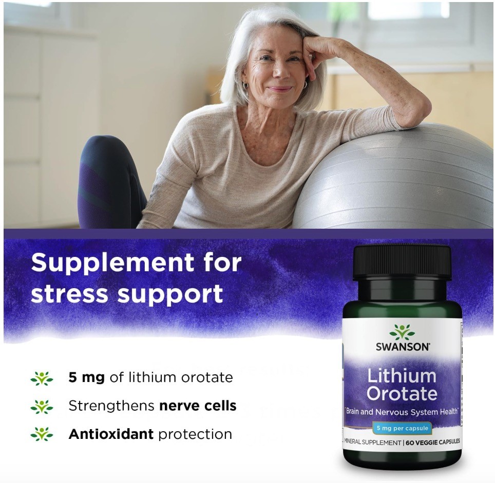 Horbäach Lithium Orotate 130mg 180 Capsul Non-GMO, Gluten Free 5mg. Usa Menşei.O