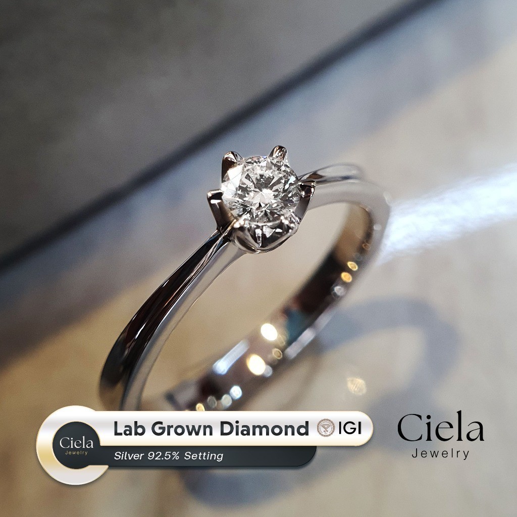 แหวนเพชรเม็ดชู เพชรแท้ Lab Grown 0.3 กะรัต น้ำ 100, VVS (Cert. IGI) ตัว ...