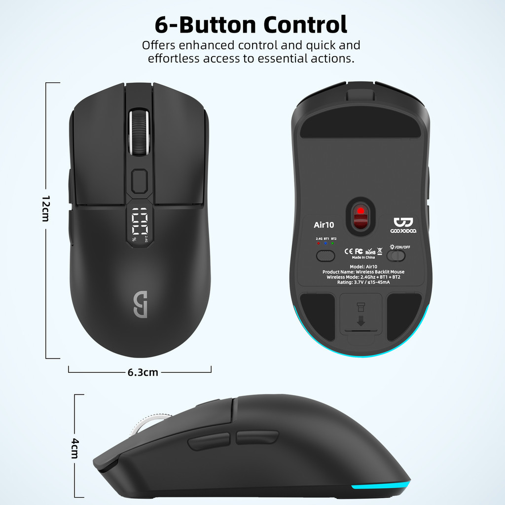 GOOJODOQ Lightweight Dual-mode Rechargeable Mouse 4 levels DIP ...