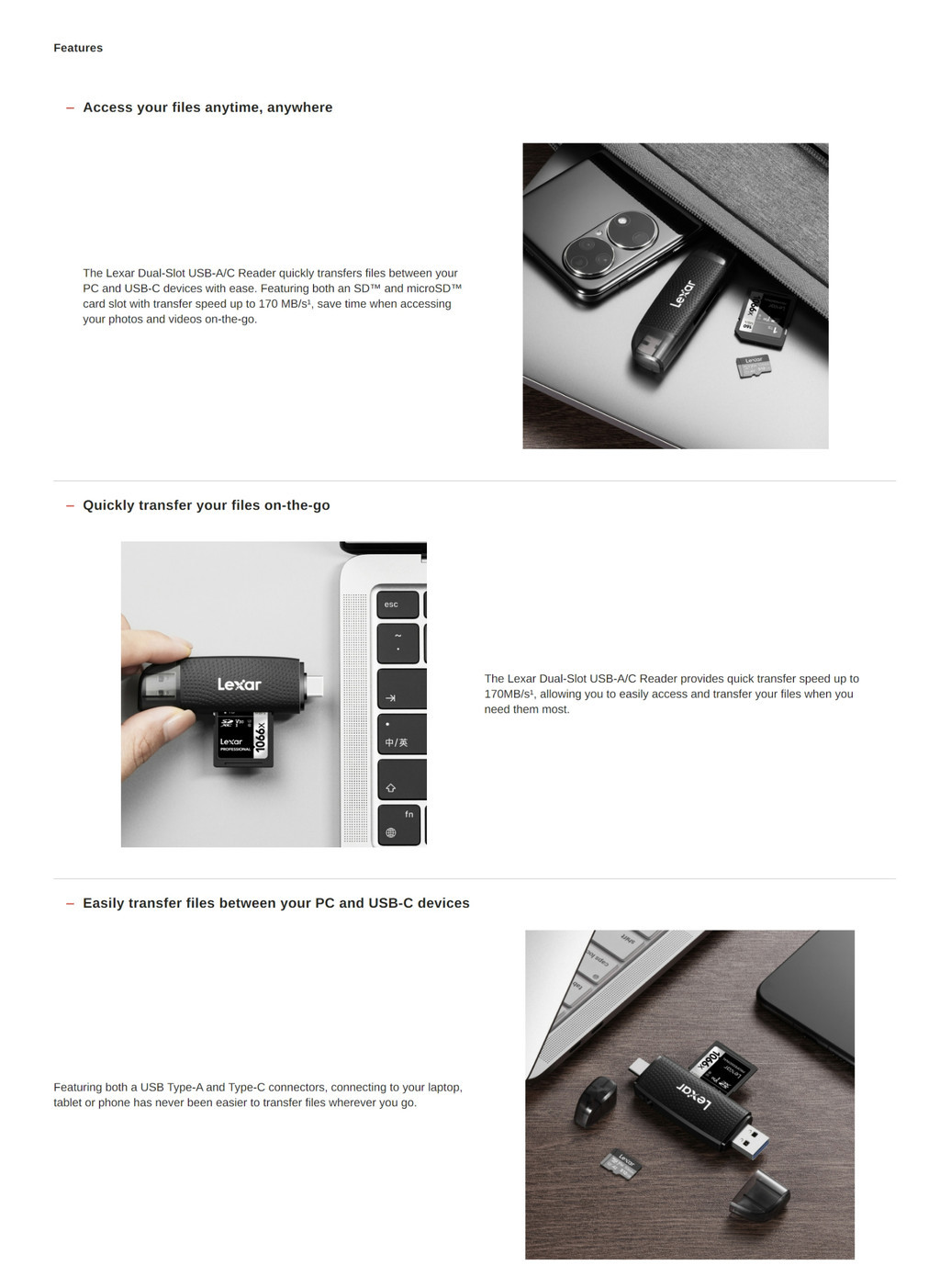 LEXAR LRW310X Dual-Slot SD/MicroSD Card Reader (การ์ดรีดเดอร์) ใส่การ์ด ...
