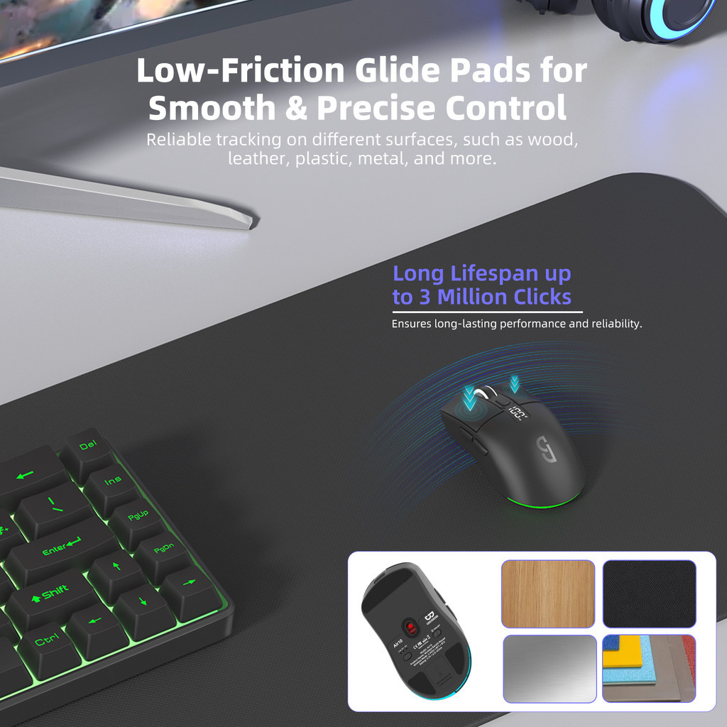GOOJODOQ Lightweight Dual-mode Rechargeable Mouse 4 levels DIP ...