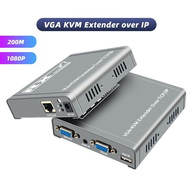 200M VGA KVM Extender ผ่าน IP RJ45 Ethernet Cat5e6 VGA USB KVM หนึ่งต่อ ...