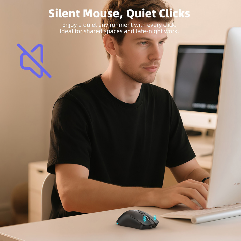 GOOJODOQ Lightweight Dual-mode Rechargeable Mouse 4 levels DIP ...