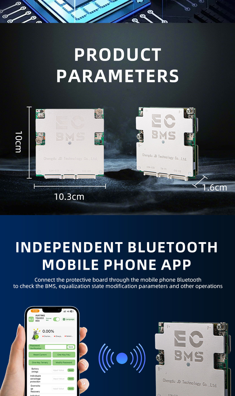 EC24S80A Smart BMS 16-24S 80A APP Bluetooth Active BALANCE LiFePO4 Li ...