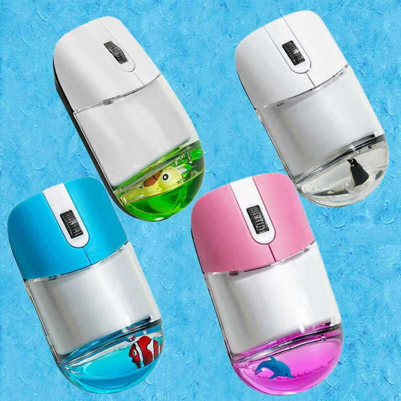 Mini gaming เมาส์ไร้สาย 2.4 Ghz น่ารักสีชมพู Aqua Water Mice ความงามใส ...