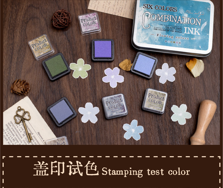 Journal GO 6pcs Colourfull Multicolor Ink Pad สําหรับ Planner แสตมป์ ...