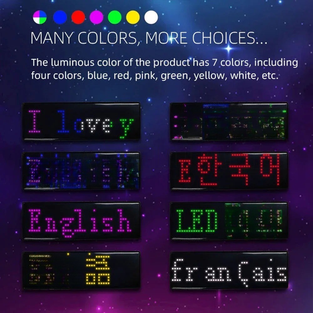 LED DIY โปรแกรม Digital Badge Multilingual LED USB ชาร์จ HD ข้อความชื่อ ...