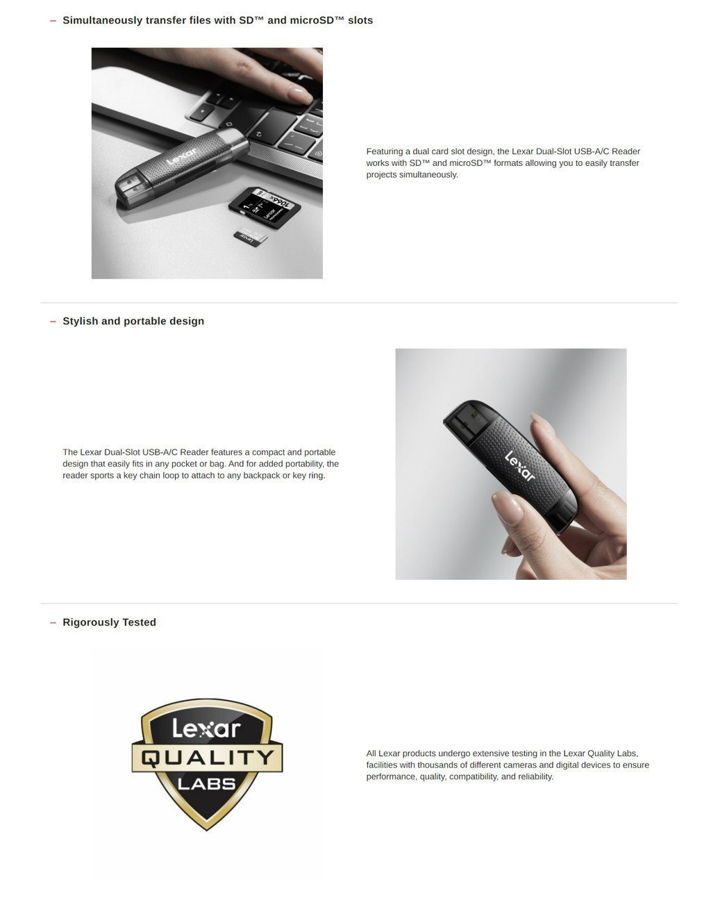 LEXAR LRW310X Dual-Slot SD/MicroSD Card Reader (การ์ดรีดเดอร์) ใส่การ์ด ...