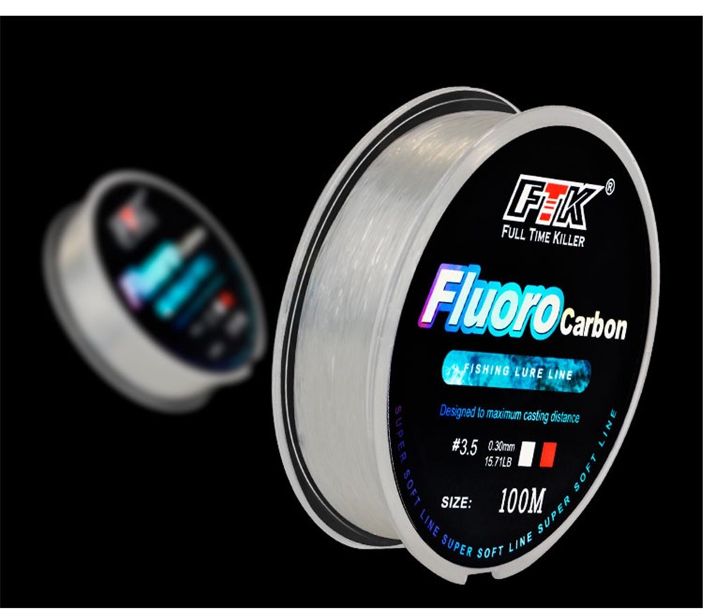 FTK 100M Fluorocarbon Coating 4.136LB-34.32LB Carbon Fiber Monofilament ...