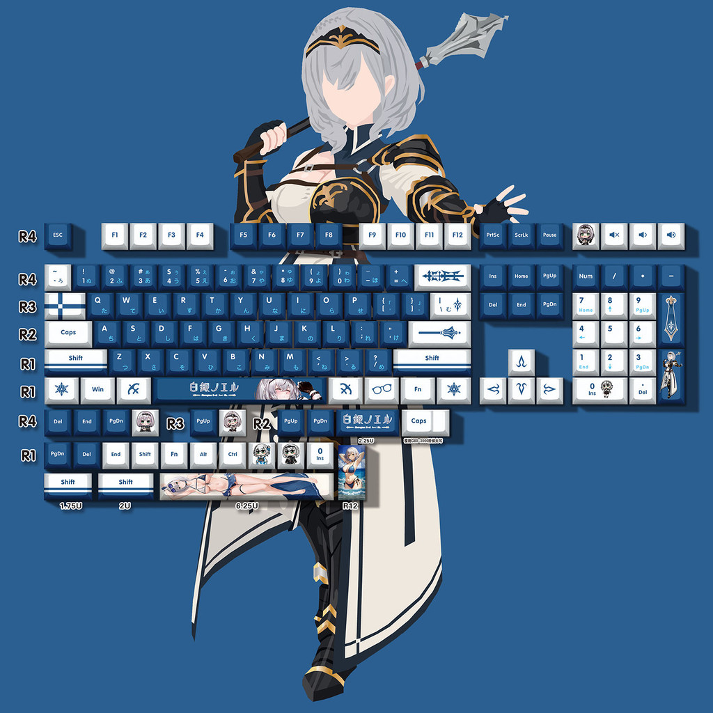 Anime Keycaps ที่กําหนดเองความร้อนระเหิด Keycaps เงิน Noel 2D อะนิเมะ ...
