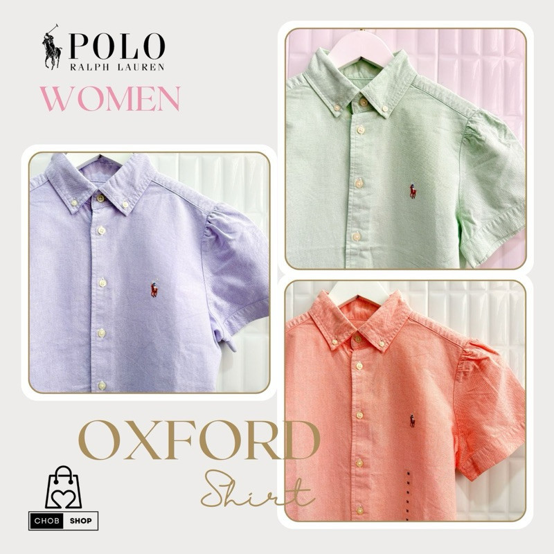 New_ของแท้%_พร้อมส่ง]_Polo Ralph Lauren-หญิง-เชิ้ต Oxford แขนสั้นตุ๊กตา ...