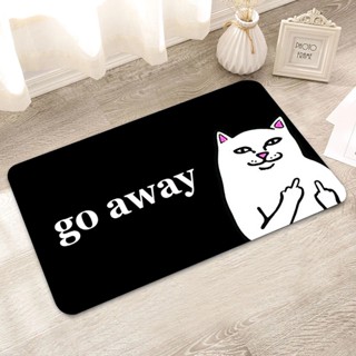 พรมปูพื้น ลายแมว GO AWAY สําหรับห้องน้ํา ห้องครัว ทางเข้า บ้าน ประตู