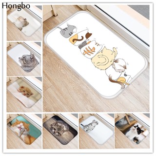 Hongbo Kawaii พรมปูพื้น พิมพ์ลายแมว Welcome สําหรับห้องครัว ห้องน้ํา ห้องนั่งเล่น