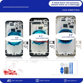 Elemy-เคสโทรศัพท์มือถือ ปิดด้านหลัง กรอบแชสซีกลาง ถาดซิม และฝาครอบกุญแจด้านข้าง แบบเปลี่ยน สําหรับ iPhone 11 11 Pro