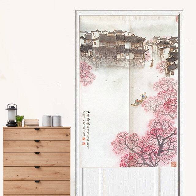 ผ้าม่านประตู-ลายดอกซากุระ-สไตล์ญี่ปุ่น-สําหรับตกแต่งห้อง