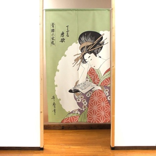 Noren ผ้าม่านประตู หน้าต่าง ลาย Geisha โดย Utamaro จิตรกรญี่ปุ่น