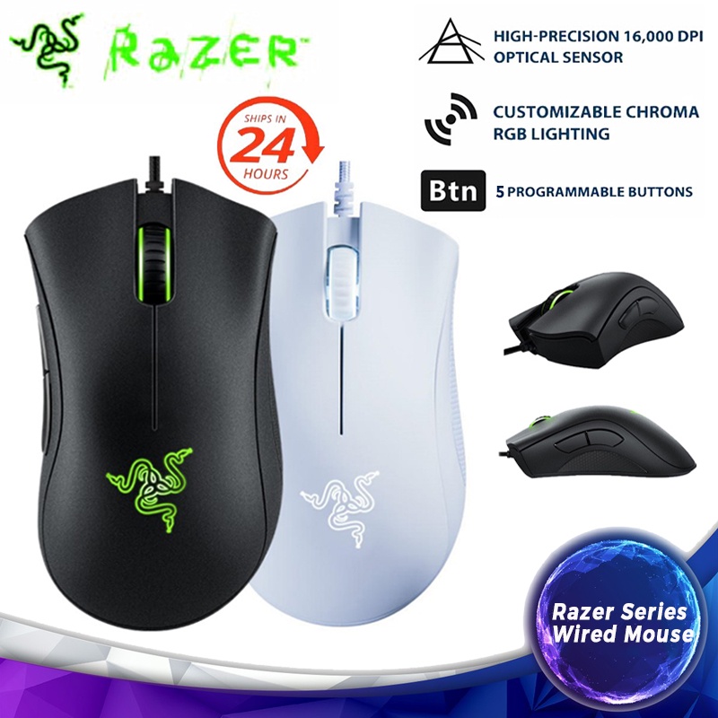 Razer Series เมาส์ออปติคอลเล่นเกม แบบใช้สาย 6400-10000 DPI 5 ปุ่มกด ...